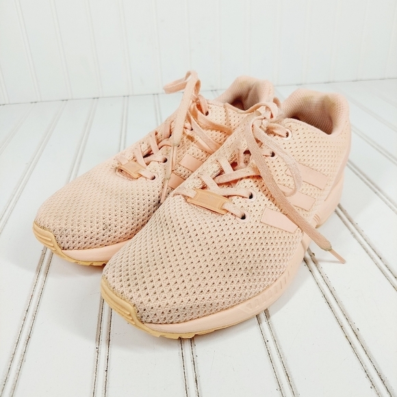 adidas Originals Zx Flux Peach Pink Lace Up Mesh Athleisure Running Sneaker A110 - Picture 2 of 11